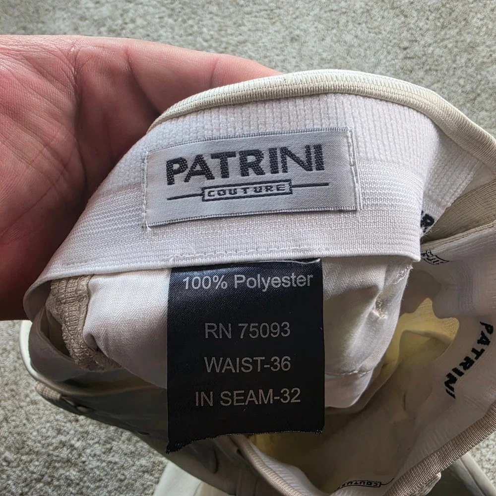 NEW Patrini Couture Dress Pants Mens 36x32 Cream Textured Western Retro Formal